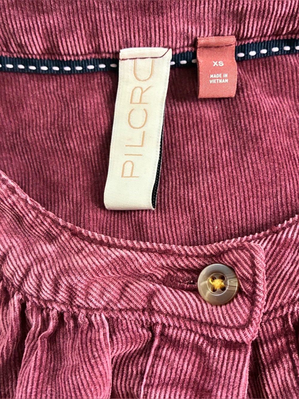 Anthropologie Pilcro Marta Tiered Corduroy Midi Dress Mauve Berry Pink Size XS - Picture 7 of 8